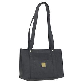 MCM Logogram Vicetos Tote Bag PVC Schwarz Gold Auth 160044 Schwarz Golden