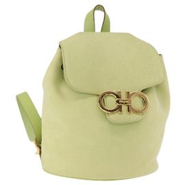 Salvatore Ferragamo Backpack Suede Gold Light green Auth 159800 Golden Light green