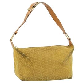 Céline Bolsa de ombro em lona Macadam C da CELINE, dourado, autêntica 159012 Dourado Amarelo