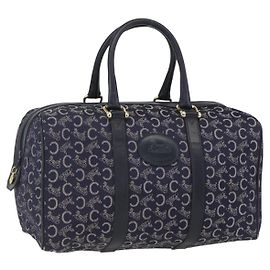 Céline CELINE C Macadam Canvas Hand Bag Navy Gold Auth ka1329 Golden Navy blue