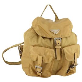 Mochila Prada com dupla bolsa frontal Tessuto média Bege