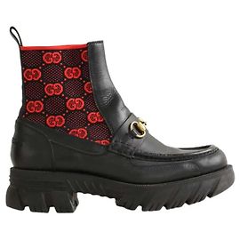 Gucci Black leather boots Black