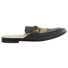 Gucci Black leather loafers Black