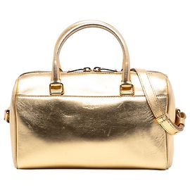 Sac Duffle Classique en Cuir Métallique Doré Saint Laurent Doré