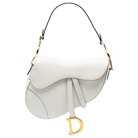 Dior-Dior White Grained Calfskin Saddle Bag-White