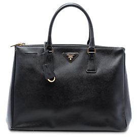 Prada Black Large Saffiano Lux Galleria Double Zip Tote Black