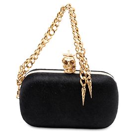 Clutch Skull de pelo de potro negro Alexander McQueen Negro