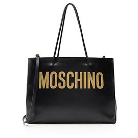 Bolsa tote de couro com logo Moschino Preto