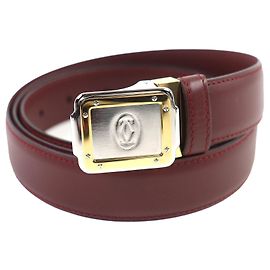 Cinto de couro com fivela logo Santos da Cartier Marrom