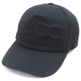 Gorra de béisbol de algodón con logo de Gucci en relieve Negro