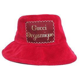 Chapéu bucket de veludo cotelê Orgasmique da Gucci Vermelho