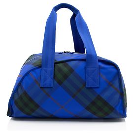 Burberry Nylon Shield Check Duffle Blue