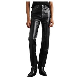 Agolde 90s Pinch Waist Leather Mix Jeans Black