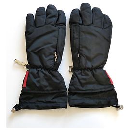 Guanti da sci in nylon e pelle d'archivio Prada Linea Rossa Nero