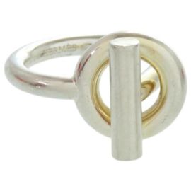 Hermès Hermes Echappé Silver 925 Band Ring Size 54 Silvery Golden