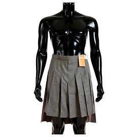Thom Browne Grey Wool Pleated Unisex Skirt Grey