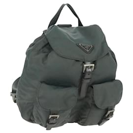 PRADA Backpack Nylon Gray Silver Auth gh1618 Brown Silvery