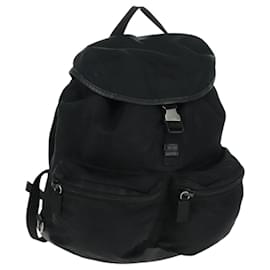 PRADA Backpack Nylon Black Silver Auth gh1538 Black Silvery
