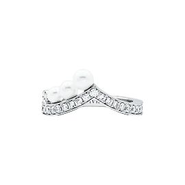 Anel Chaumet, 'Joséphine', ouro branco, diamantes e pérolas. Outro