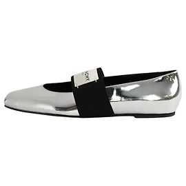 Givenchy Silver leather ballerinas Silvery