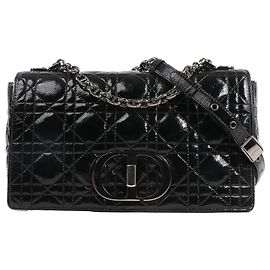 Borsa a tracolla in pelle Dior Caro con catena nera Nero