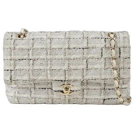 Chanel Borsa a spalla media in tweed classico Bianco