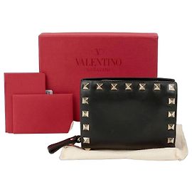 Valentino Rockstud Geldbörse im Querformat Schwarz