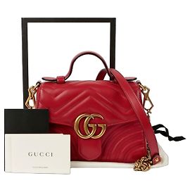 Gucci GG Marmont Mini Top Handle Tote Shoulder Bag Red