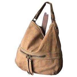 Sac à main Gerard Darel Tote Flower en daim camel Beige