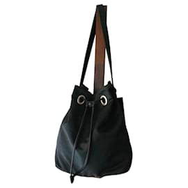 Borsa a secchiello in pelle e seta Dior Nero