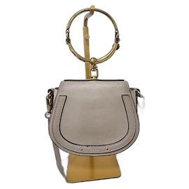 Chloé CHLOE Motty Bolsa de Pulso Pequena Nile em Couro/Suede Bege Bege