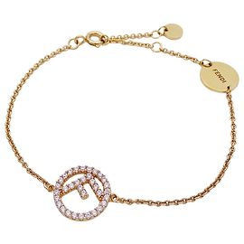 Pulseira de charme dourada para mulheres Fendi com strass Dourado
