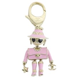 Portachiavi Chanel ABG014 Nero Rosa Bianco