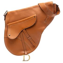 Dior-Dior Brown Leather Baudrier Saddle Bag-Brown