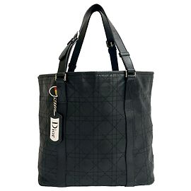 Dior Schwarze Lammleder Cannage Soft Shopper Rasta Tasche Schwarz