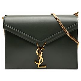 Bolsa Monogram Cassandra em couro liso verde Saint Laurent Verde Verde escuro