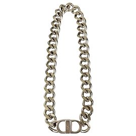 Colar de corrente em prata prateada com logotipo CD da Dior Prata