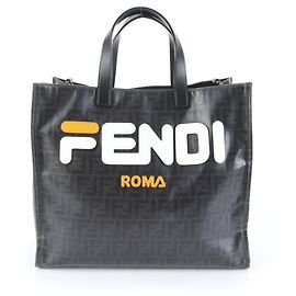 Fendi Zucca 8BH357 Leather Tote Bag/Shoulder Bag Black