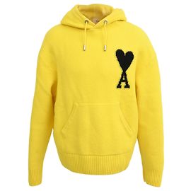 Ami Ami de Coeur bestickter Hoodie aus gelber Wolle Gelb