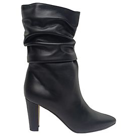 Manolo Blahnik Calasso High-Heel Ankle Boots in Black Lamb Leather Black