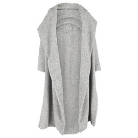 Max Mara Long Open Coat in Grey Wool Grey