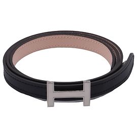 Cinto reversível Hermès Mini Constance em couro de bezerro preto Preto