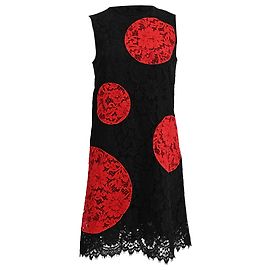 Abito Mini a Pois con Dettagli in Pizzo Dolce & Gabbana in Cotone Nero e Rosso Nero