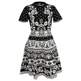 Mini-Kleid aus schwarzer Viskose mit floralem Jacquard-Strick von Alexander McQueen Schwarz