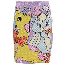 Saia de bolinhas multicolorida em algodão com padrão de cartoon Moschino Couture Multicor