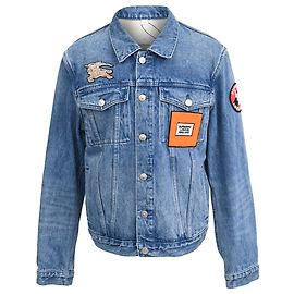 Blaue Denimjacke mit grafischem Patch von Burberry Blau
