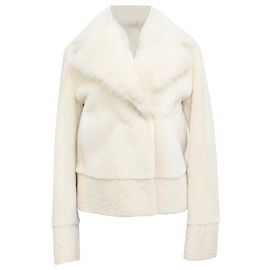 Loro Piana Shearling-Jacke aus weißem Lammfell Weiß Roh