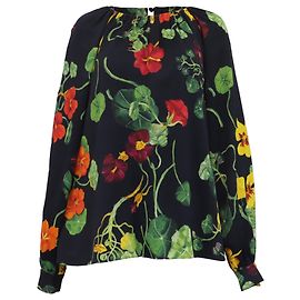 Blouse à manches longues imprimée de nasturtium en viscose multicolore d'Oscar De La Renta Multicolore