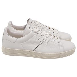 Baskets perforées Tom Ford Warwick en cuir de veau blanc Blanc Écru