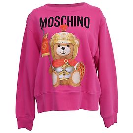 Oversized Sweatshirt aus rosa Baumwolle mit Moschino Couture Teddybär Pink